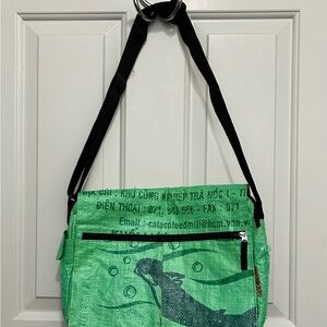 Green Fish Print Shoulder Bag